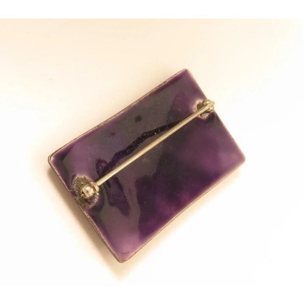 Vintage Dark Purple Enamel Modernist Pin‎